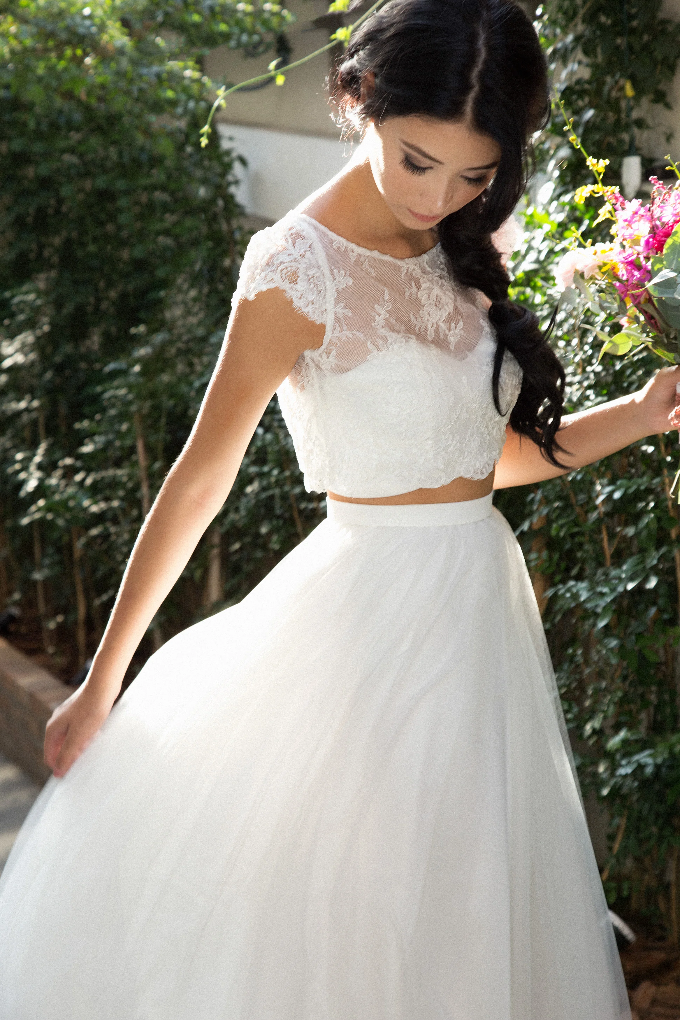 Vestido de noiva hot sale cropped e saia